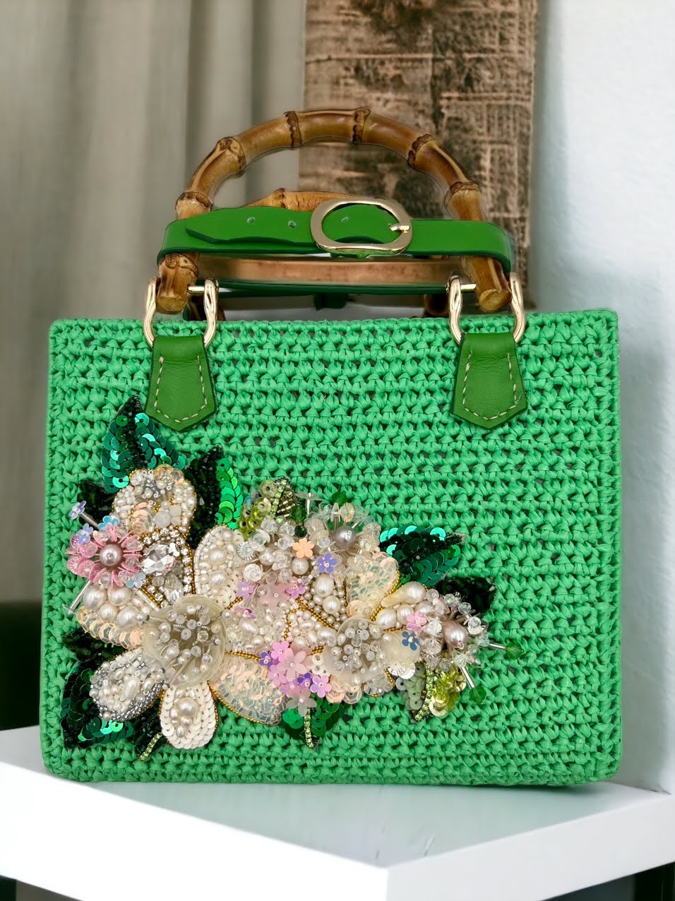 Customize Crochet Bag - Palm Leaf Natural Fiber Bag - Made to order