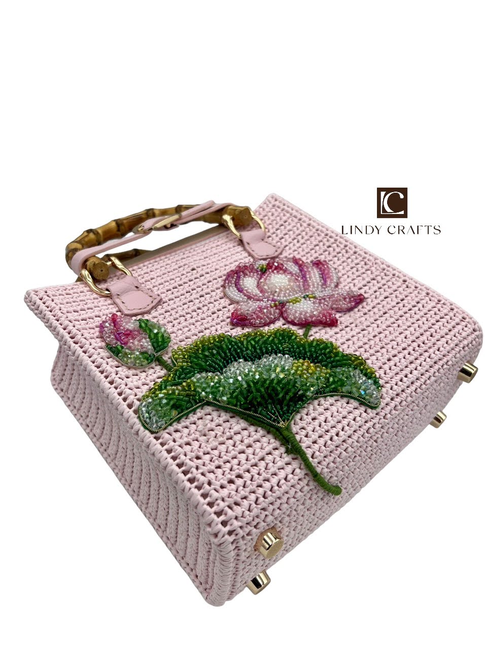 Customize Crochet Bag - Lotus flower - Palm Leaf Natural Fiber Bag - Made to order