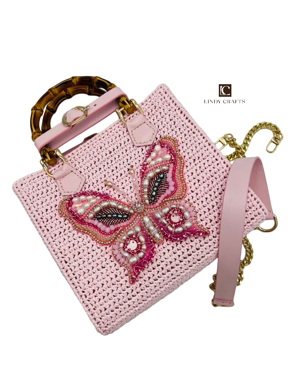 Spring Butterfly Ballet Bamboo Bag in Cherry Blossom Pink - Made to order