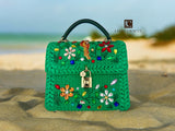 Golden Blossom Bag in Malachite Green - Made to order
