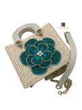 Crochet Blossom Bag in Marine Teal