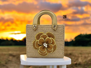Crochet Blossom Bag in Sunset Gold