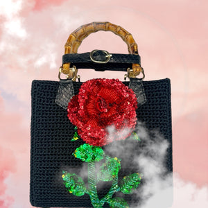 "A Fragile Flower" Collection - Rose Hand Bag in Red