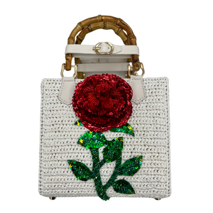 Rose Hand Bag in Red  - White Edition