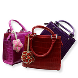 Lindy Croc Couture Elegancy Handbag in Vibrant Magenta