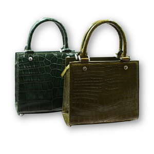 Lindy Croc Couture Elegancy Handbag in Moss Green