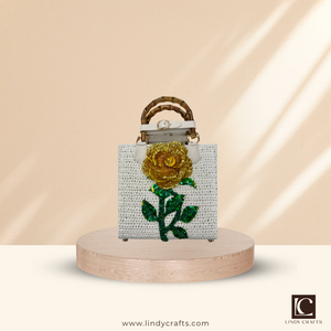 Rose Hand Bag in Yellow - White Edition