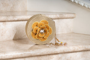 Crochet Blossom Bag Round ver. in Gold made to order