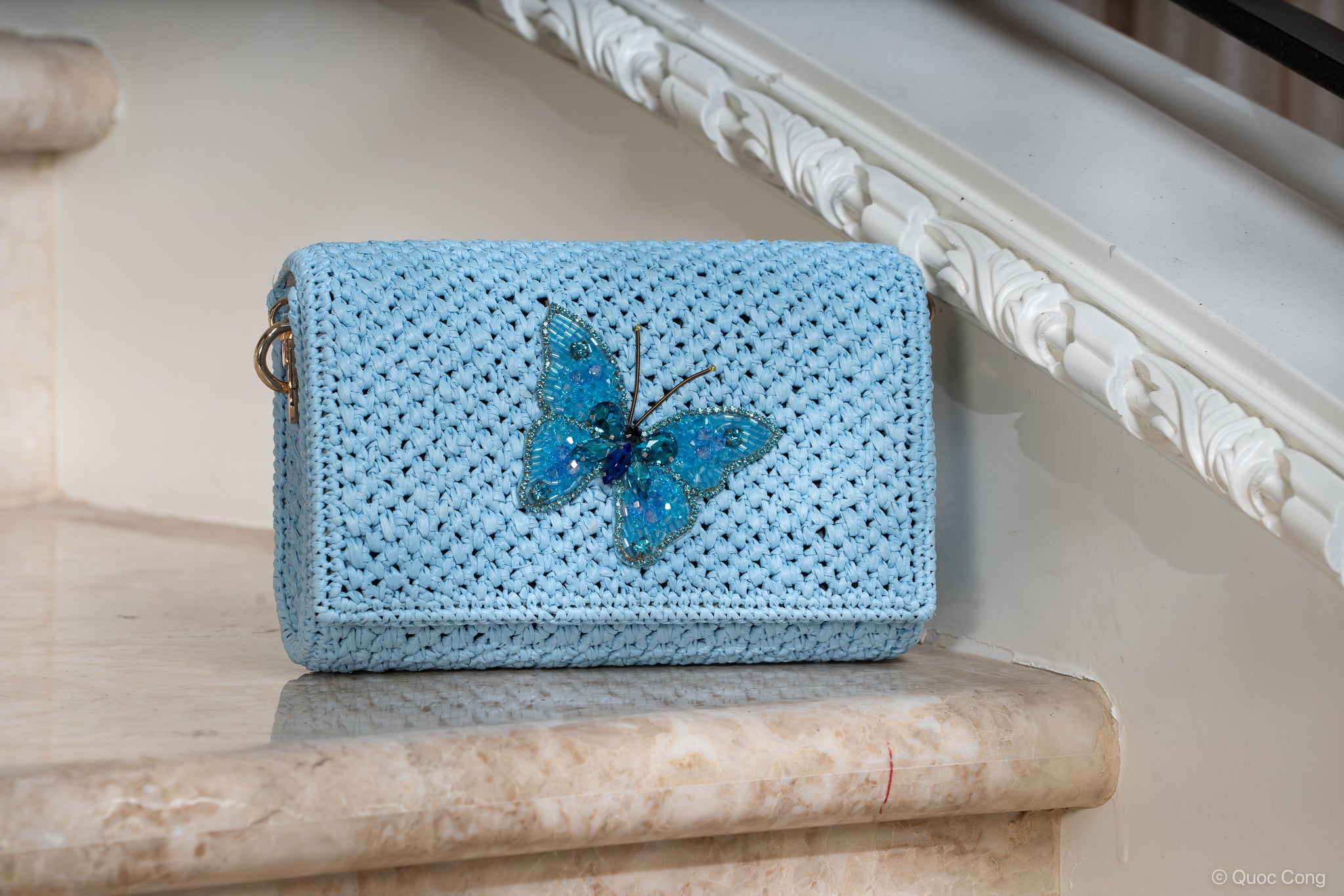 Sky Blue Butterfly Clutch