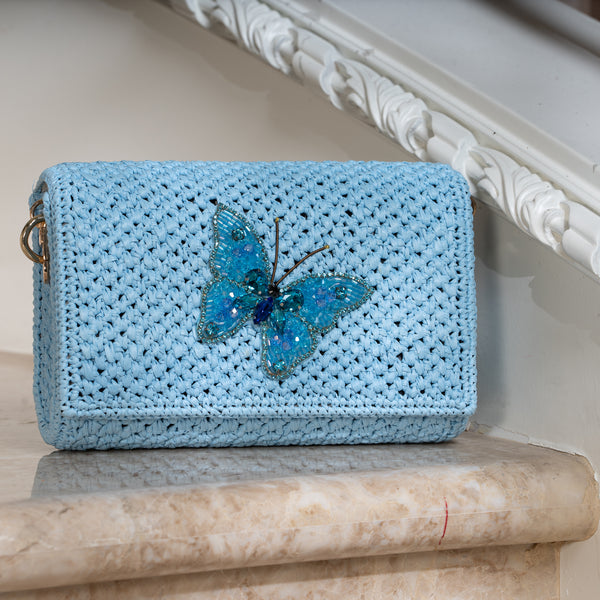 Sky Blue Butterfly Clutch