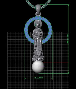 Our Lady of La Vang Necklace – Rhodium Plated Sterling Silver