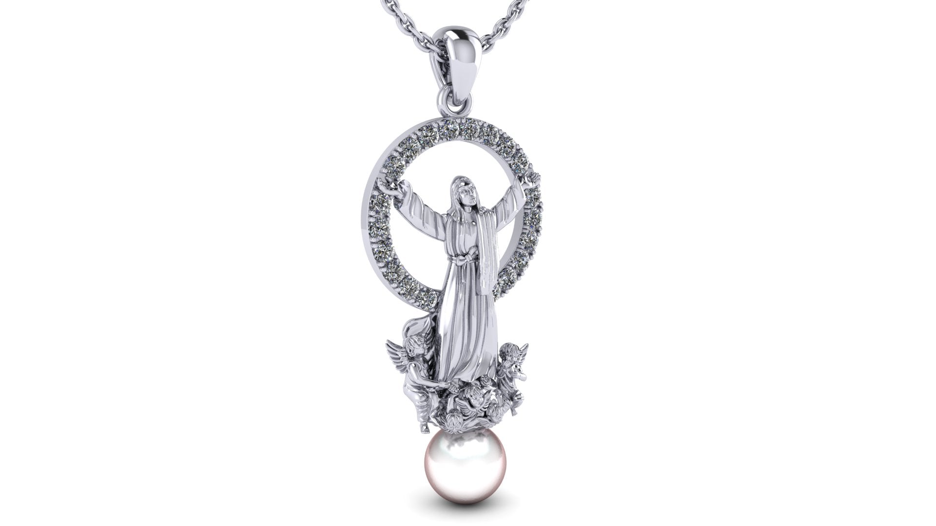 Our Lady of the Assumption Necklace – Rhodium Plated Silve