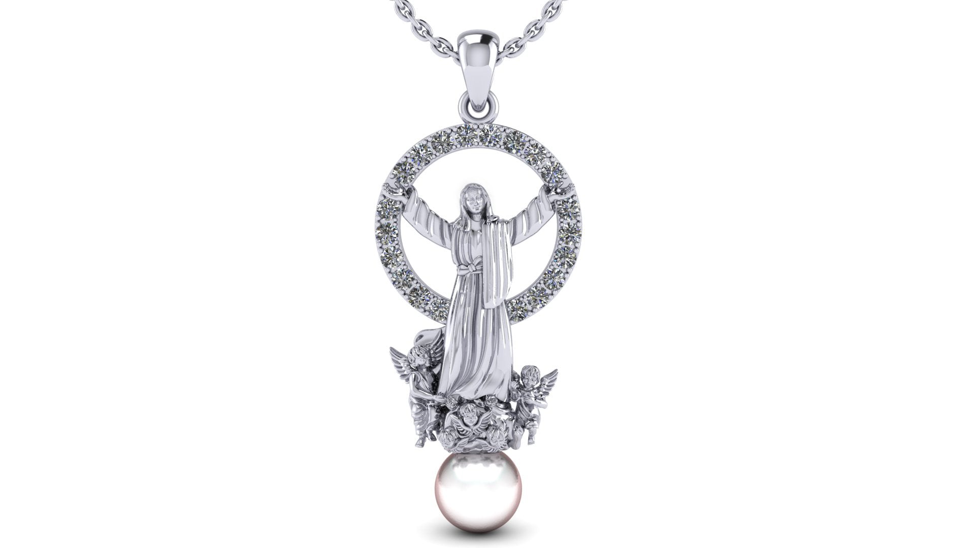 Our Lady of the Assumption Necklace – Rhodium Plated Silve
