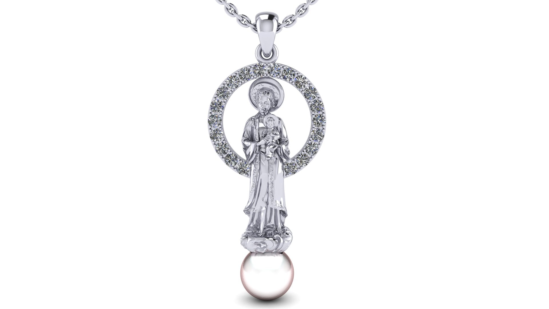 Our Lady of La Vang Necklace – Rhodium Plated Sterling Silver