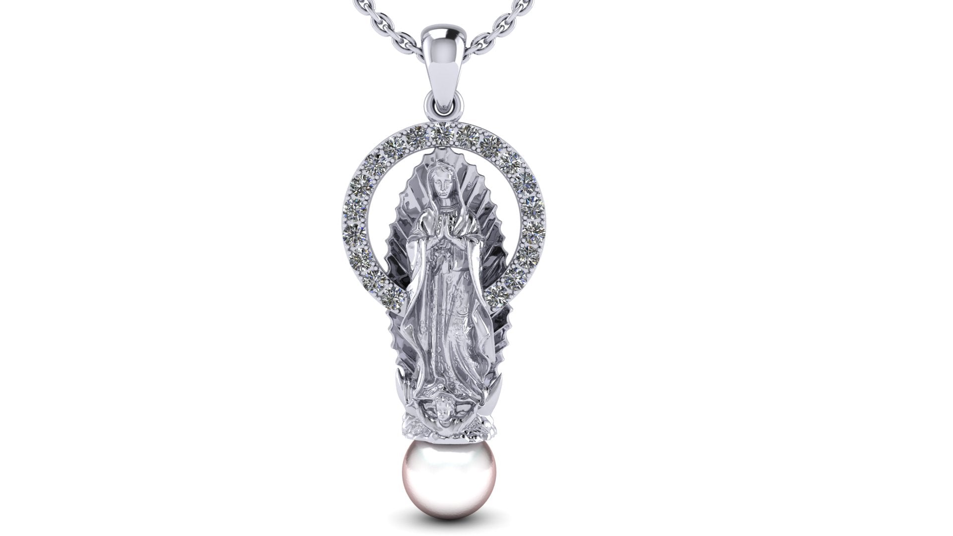 Our Lady of Guadalupe Necklace – Rhodium Plated Silver