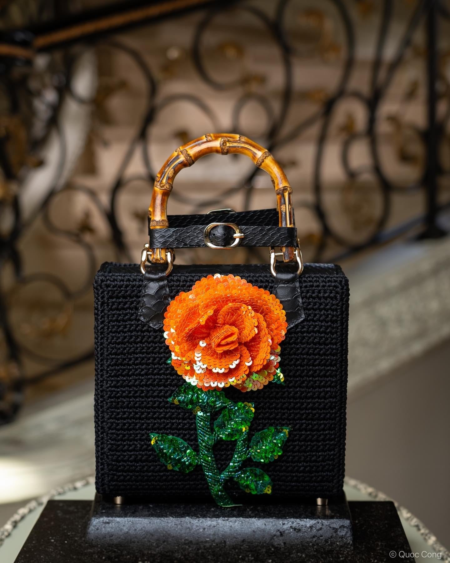 "A Fragile Flower" Collection - Rose Hand Bag in Orange