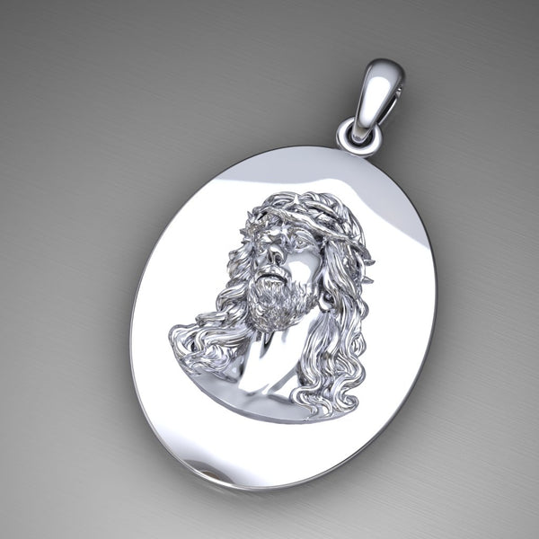 Crown of Thorns Crucifix Necklace – Rhodium Plated Silver