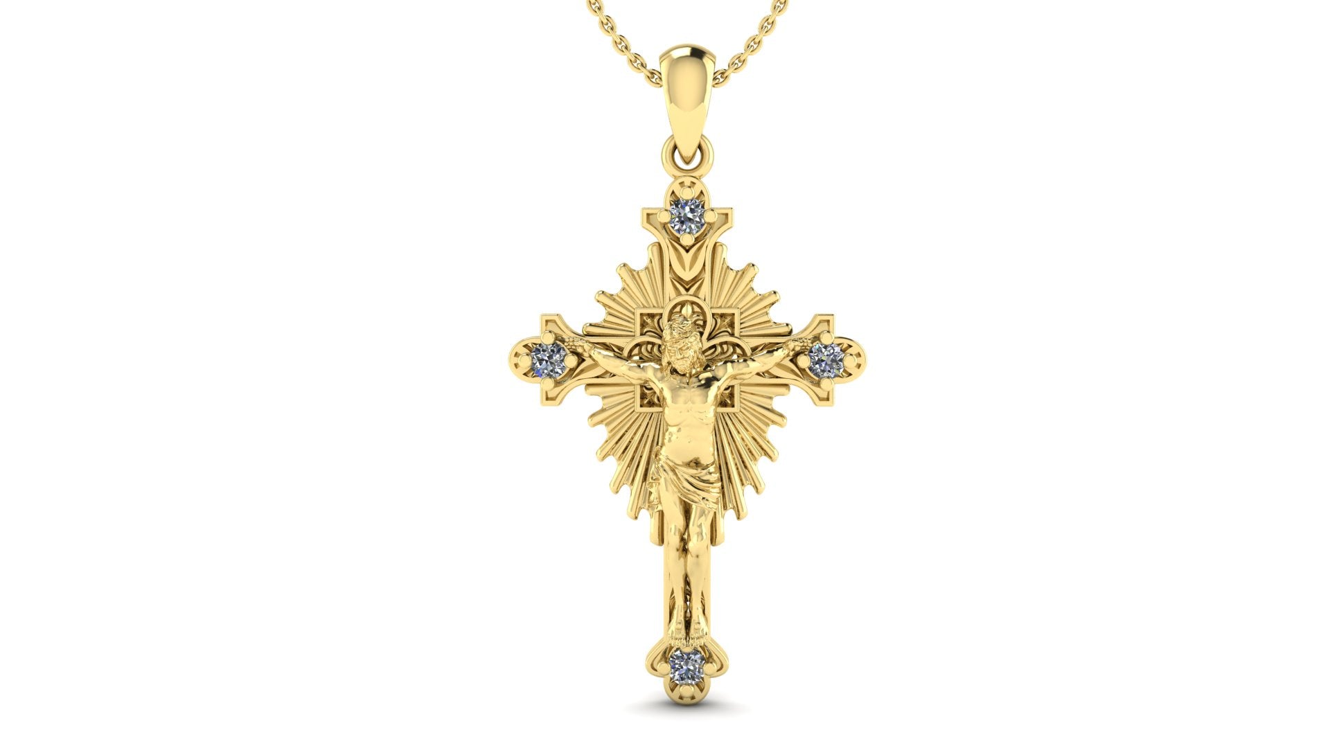 Jesus Crucifix Cross Necklace – 18K Gold Plated