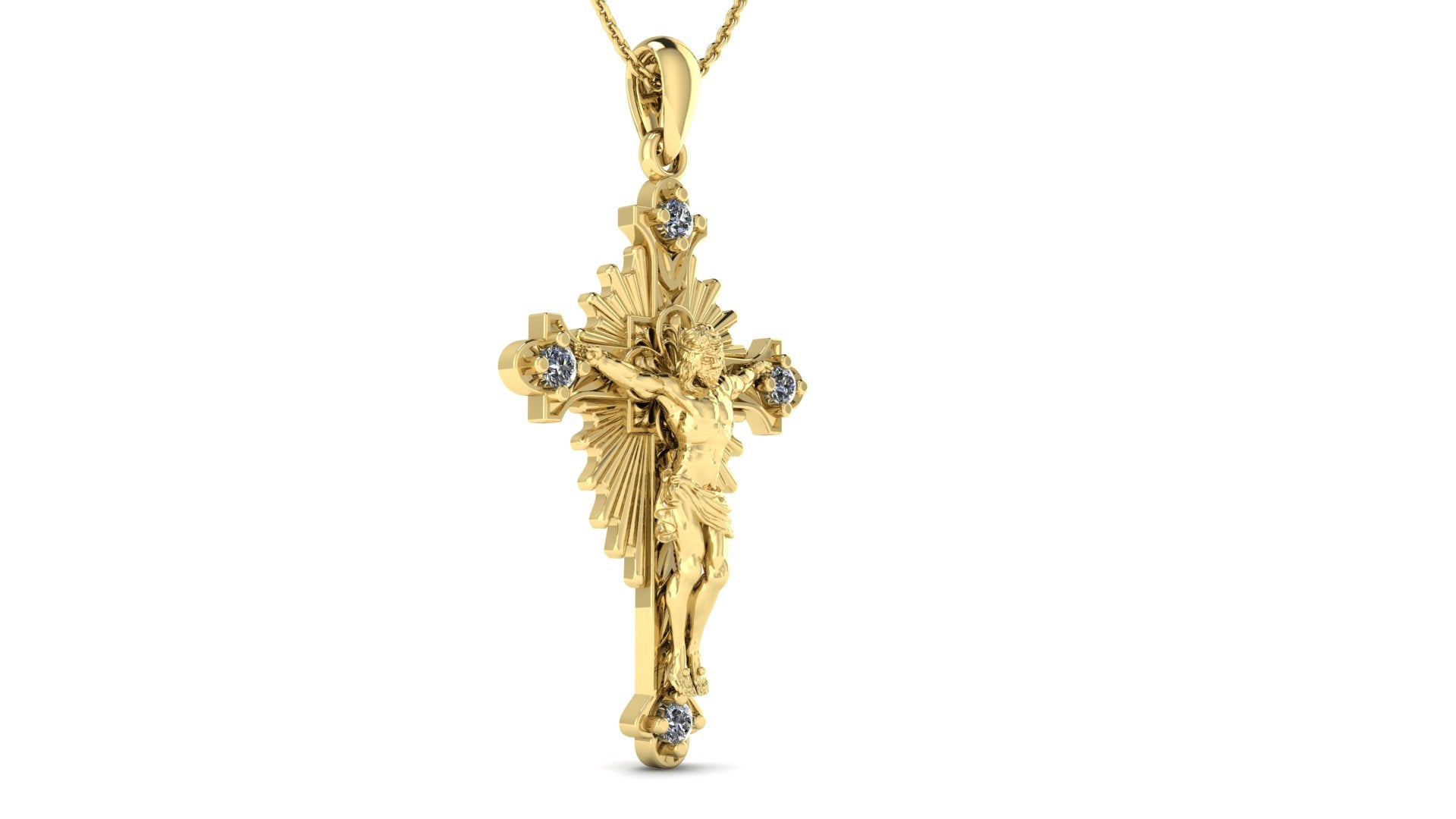 Jesus Crucifix Cross Necklace – 18K Gold Plated