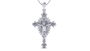 Jesus Crucifix Cross Necklace – Rhodium Plated Silver