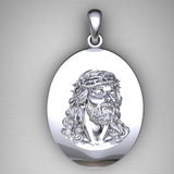 Crown of Thorns Crucifix Necklace – Rhodium Plated Silver