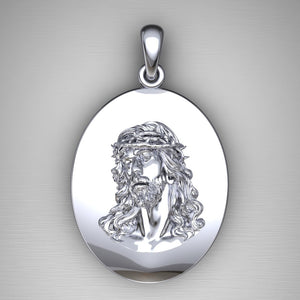 Crown of Thorns Crucifix Necklace – Rhodium Plated Silver