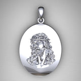 Crown of Thorns Crucifix Necklace – Rhodium Plated Silver