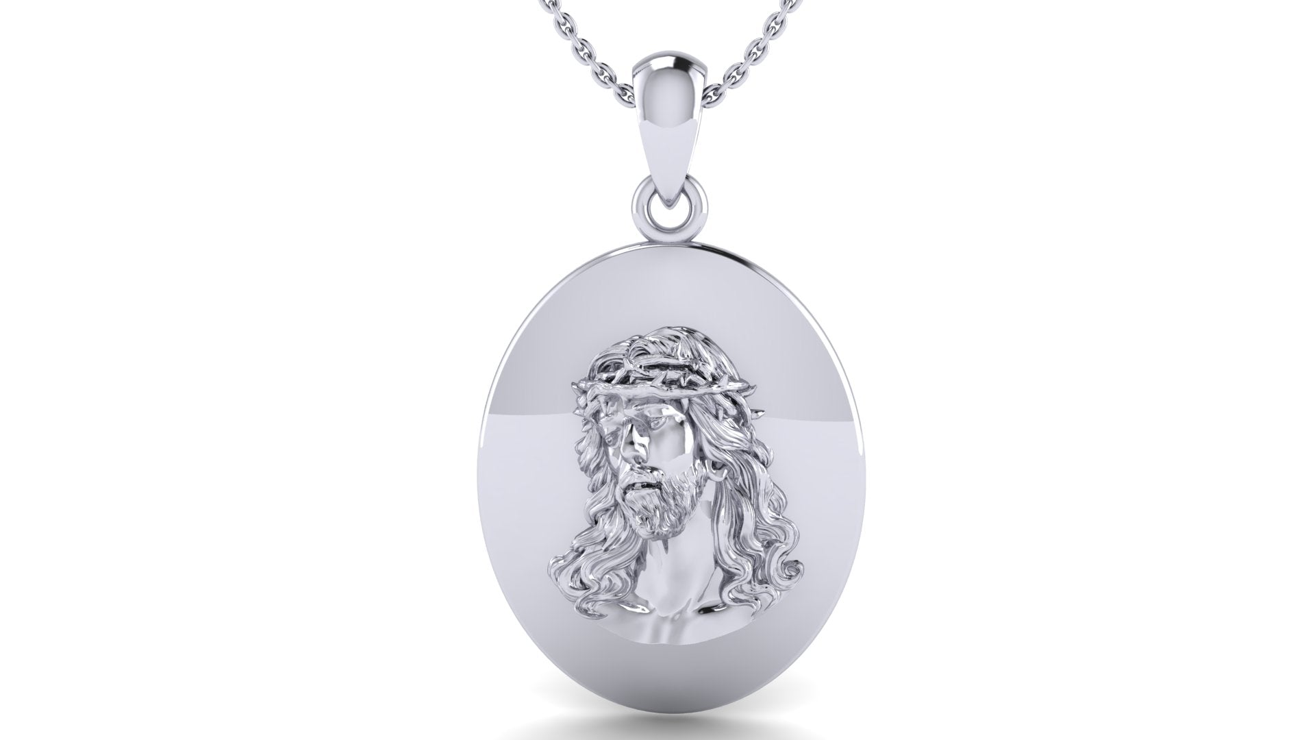 Crown of Thorns Crucifix Necklace – Rhodium Plated Silver