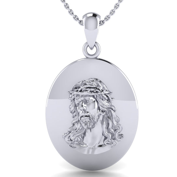 Crown of Thorns Crucifix Necklace – Rhodium Plated Silver