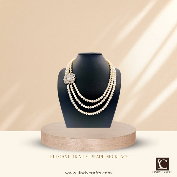 Elegant Trinity Pearl Necklace