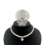 Four-Clover White Freshwater Pearl Bracelet and Necklace Set