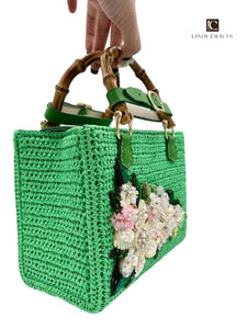 Customize Crochet Bag - Palm Leaf Natural Fiber Bag - Made to order