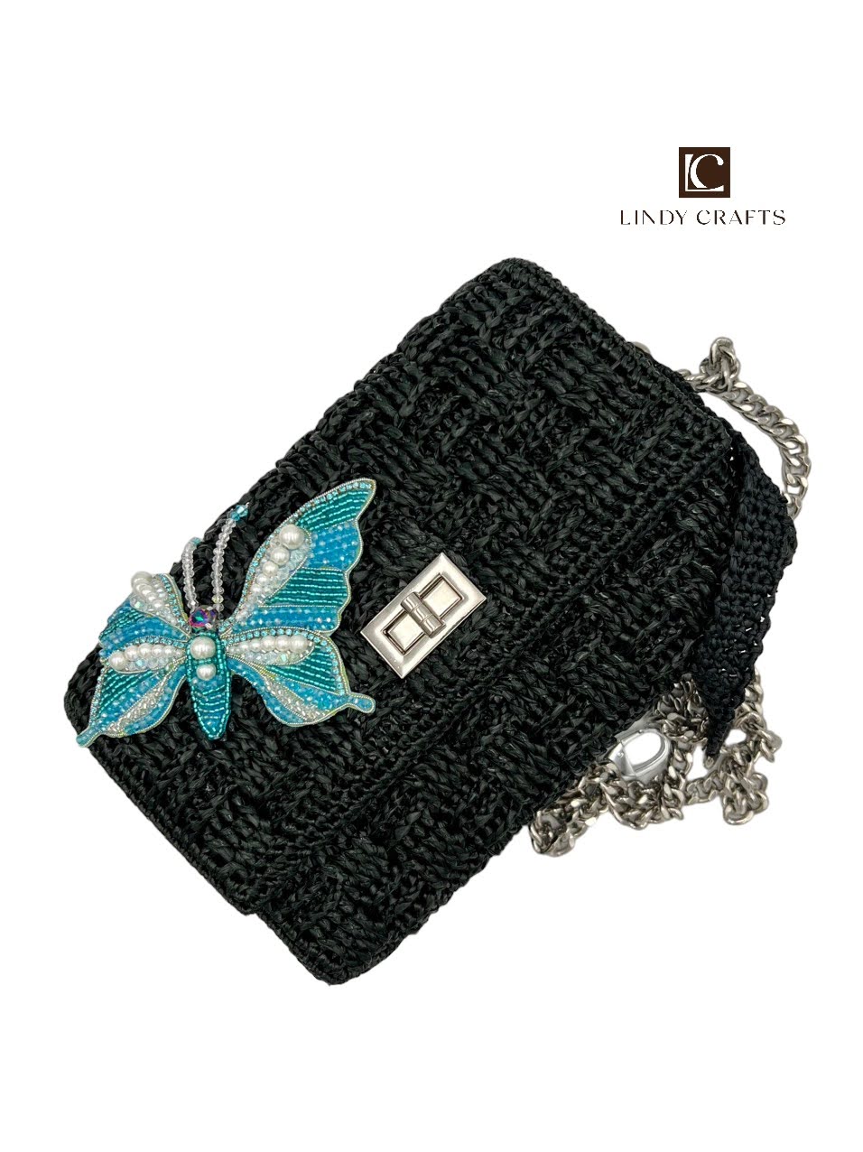 Butterfly Embellished Clutch - Made to order