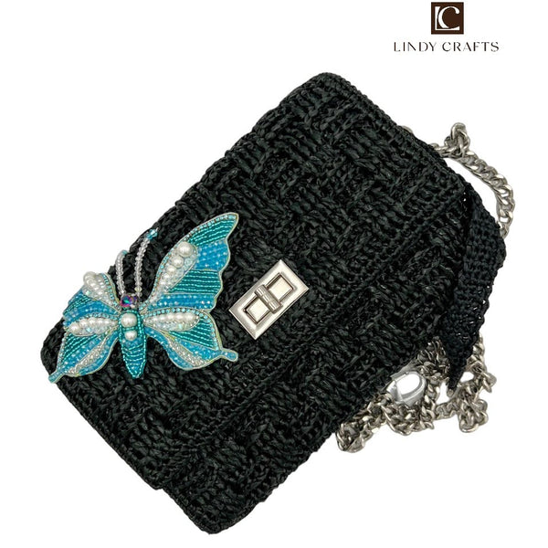 Butterfly Embellished Clutch - Made to order