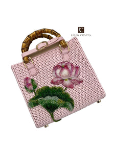 Customize Crochet Bag - Lotus flower - Palm Leaf Natural Fiber Bag - Made to oder