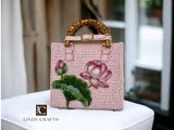 Customize Crochet Bag - Lotus flower - Palm Leaf Natural Fiber Bag - Made to order