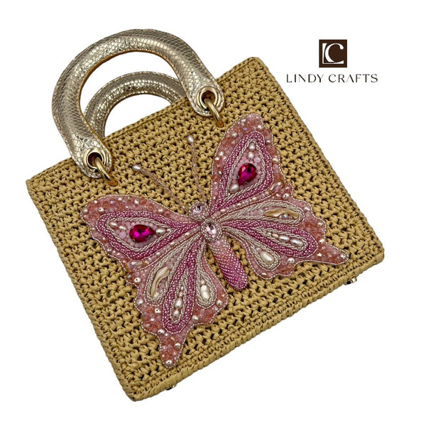 Spring Butterfly Ballet Bag in Old Gold - Pink - Made to order