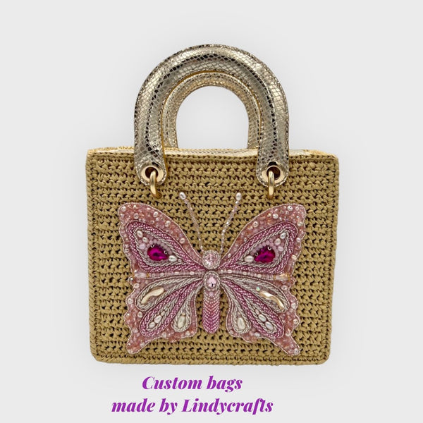 Spring Butterfly Ballet Bag in Old Gold - Pink - Made to order
