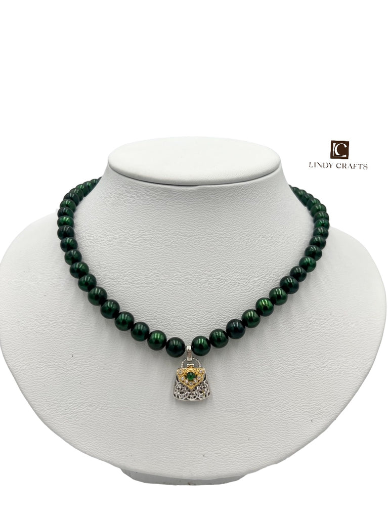 Green Nephrite Jade Cultured Pearl Bead Strand Necklace 14k Yellow Gol –  Jewelryauthority