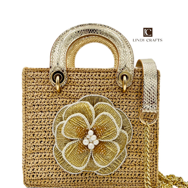 Crochet Blossom Bag in Sunset Gold
