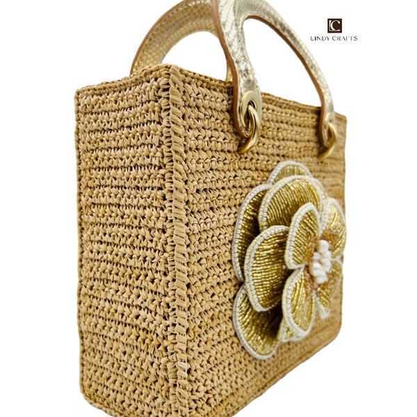 Crochet Blossom Bag in Sunset Gold