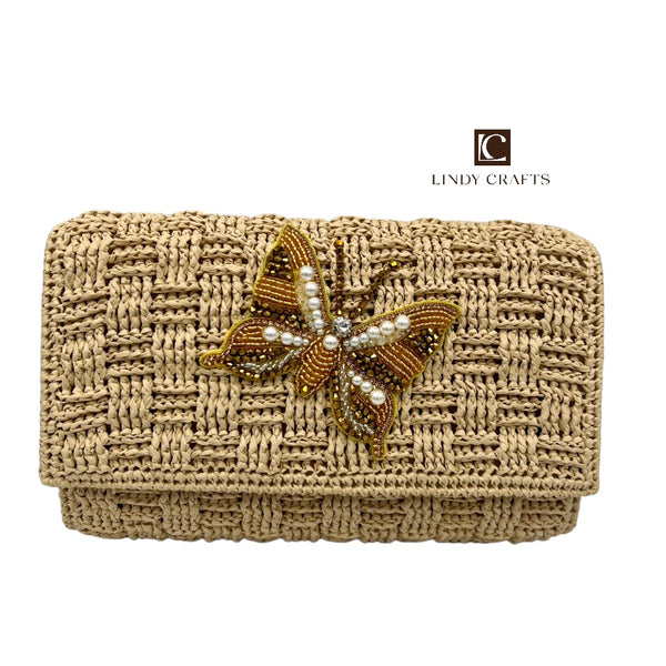 Golden Butterfly Clutch