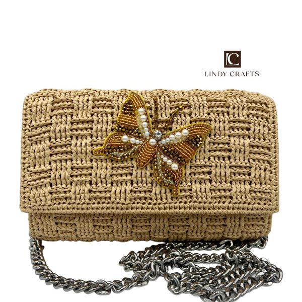 Golden Butterfly Clutch