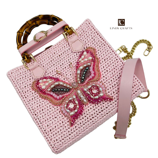 Spring Butterfly Ballet Bamboo Bag in Cherry Blossom Pink - Made to order
