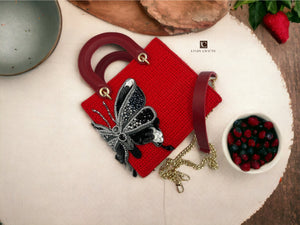 Enchanting Black Butterfly Adorned Bag - Made to order