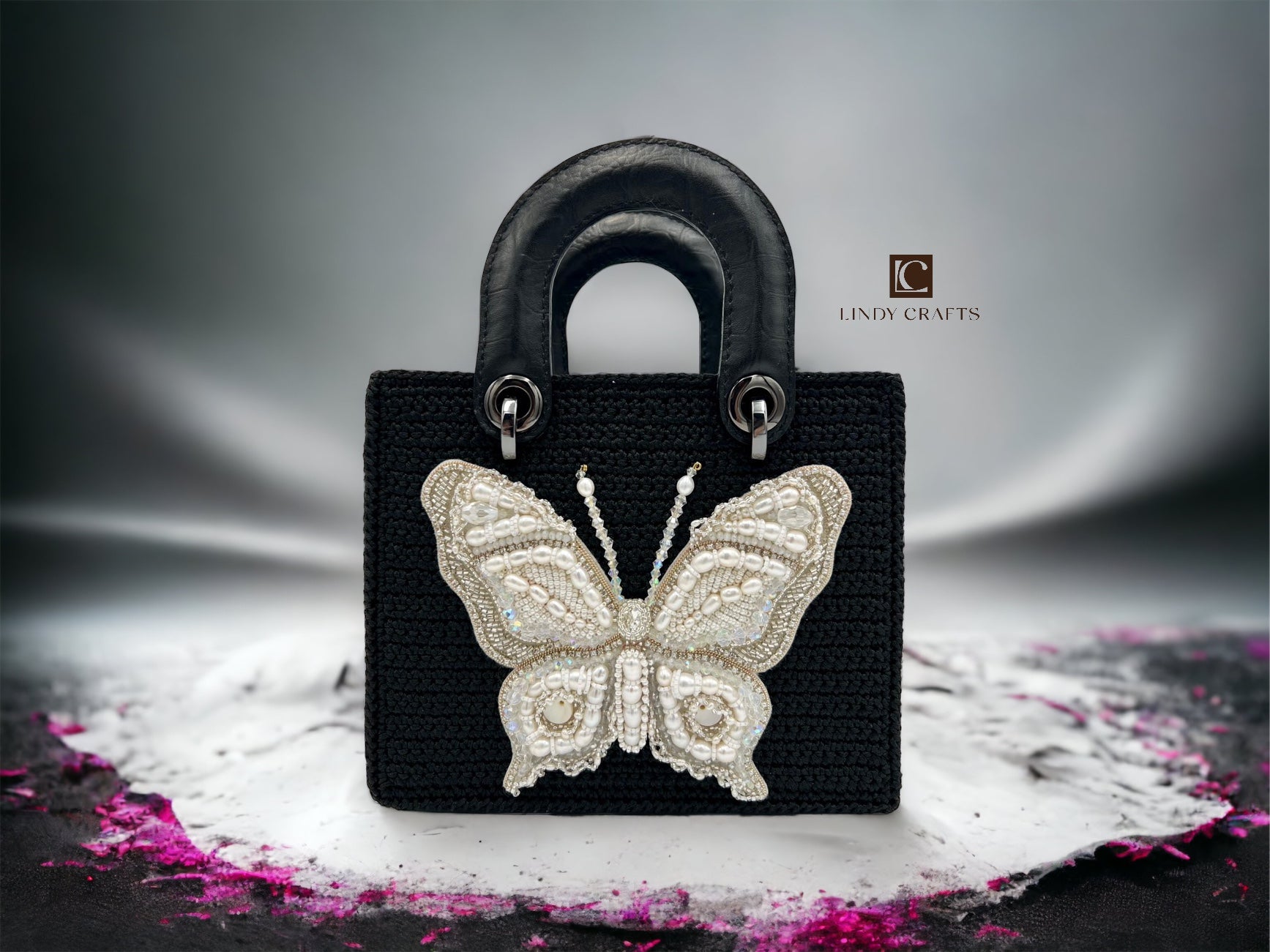 Freshwater pearl butterfly handbag