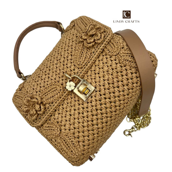 Golden Blossom Bag in Cafe Latte