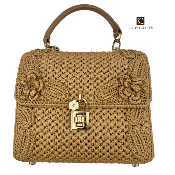 Golden Blossom Bag in Cafe Latte