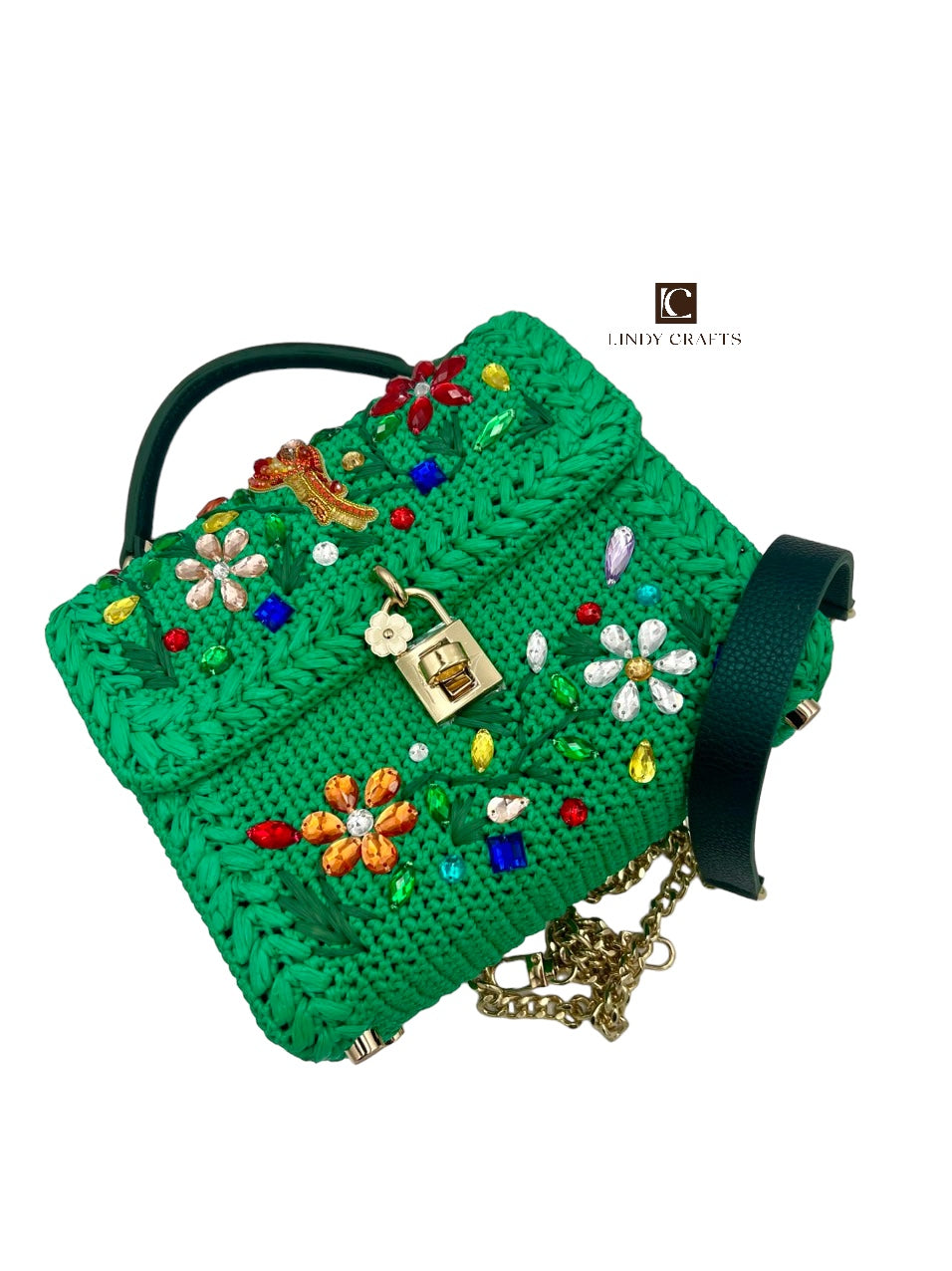 Golden Blossom Bag in Malachite Green - Made to order