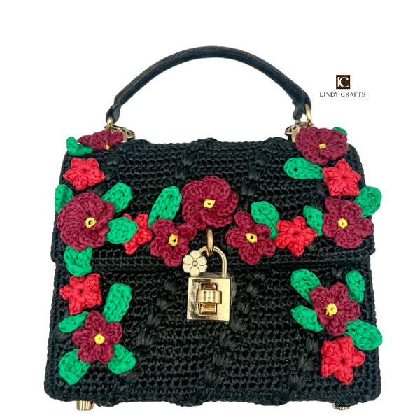 Golden Blossom Bag in Black